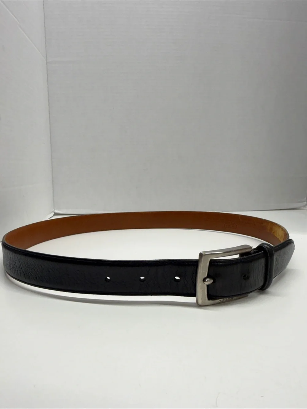 Coach Leatherwear Belt Cowhide Leather Handcrafted Vintage 3829 Black Silver 34
